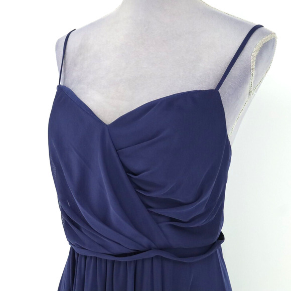 Davids Bridal Dress Womens 10 Blue Sweetheart Strappy Pleated Lined Wedding Prom - Picture 8 of 12